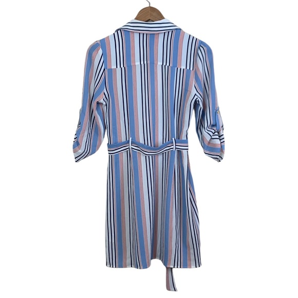 Urban Girl Women’s Belted Cargo Shirt Dress Tunic Mini Tie Waist Stripe Small - Picture 16 of 16